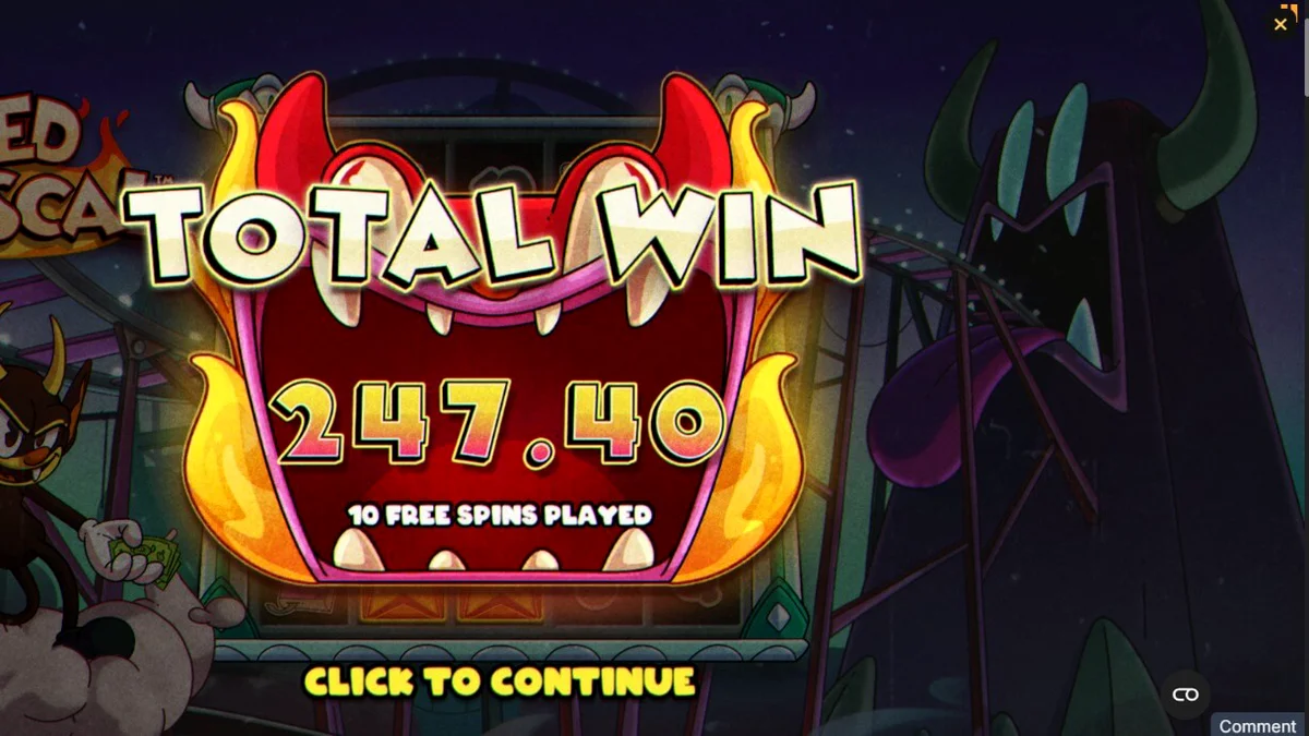 Interface do jogo Red Rascal com tema de circo sombrio e estética de desenho animado clássico